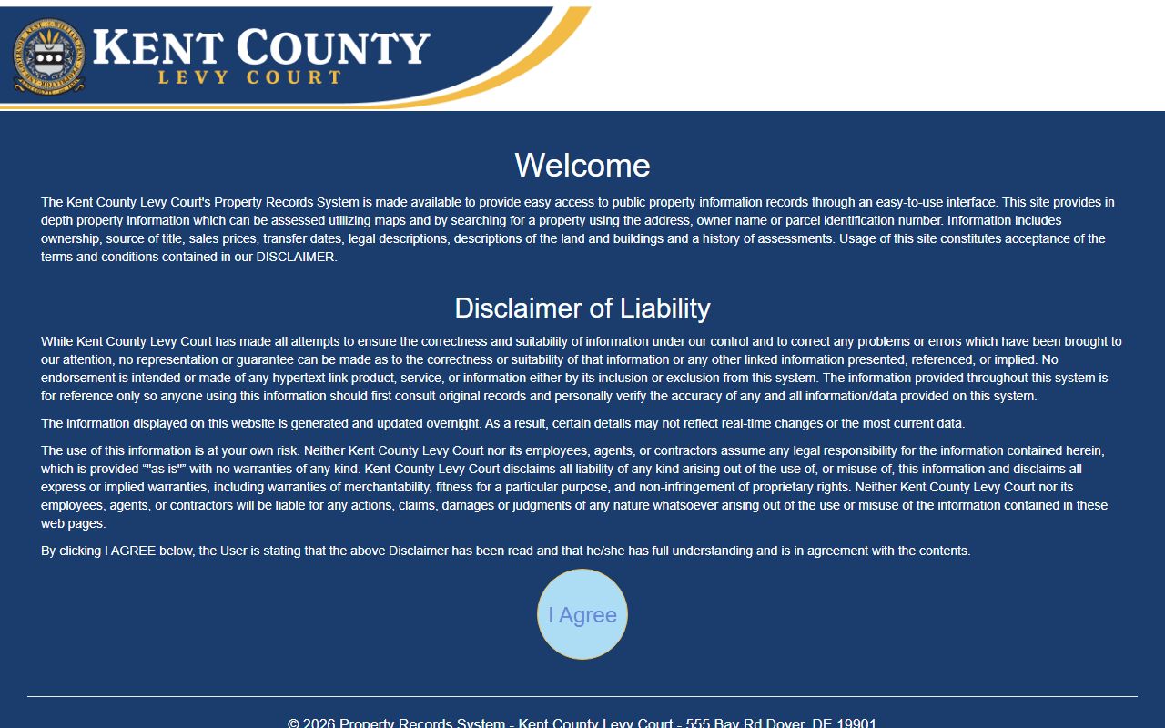 Kent County Property Records Search Levy Court interface