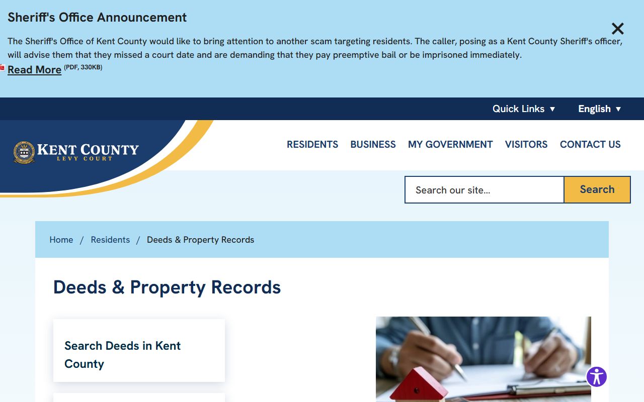 Kent County Recorder of Deeds resident services page