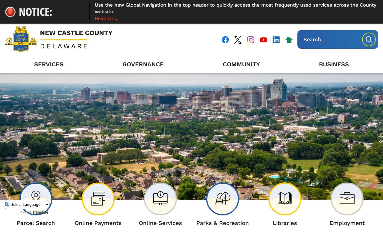 New Castle County Official Website property records portal