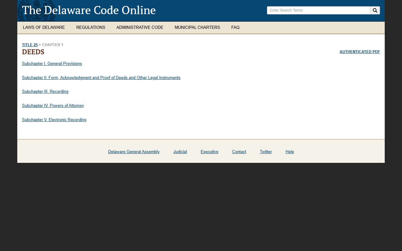 Delaware Code Title 25 Chapter 1 Deeds