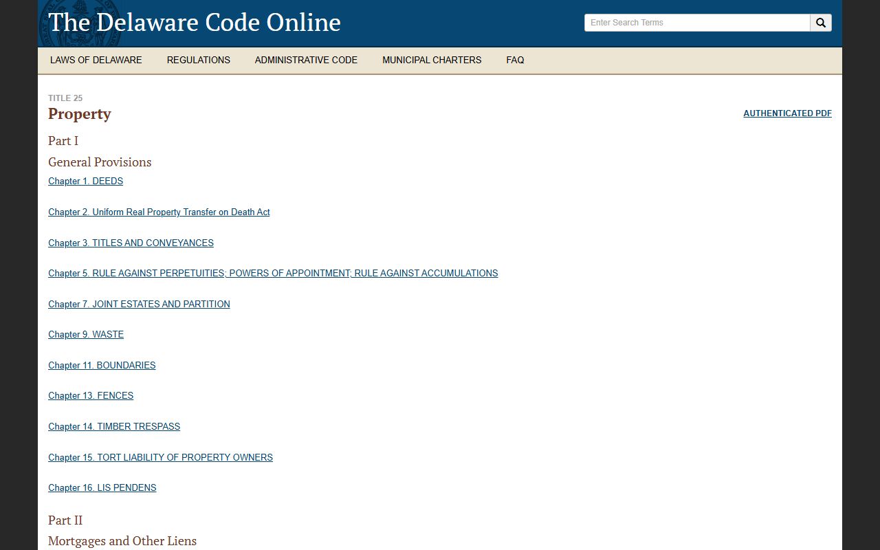 Delaware Code Title 25 Property Law