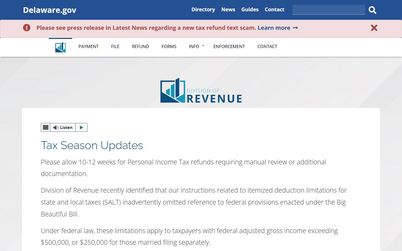 Delaware Division of Revenue realty transfer tax